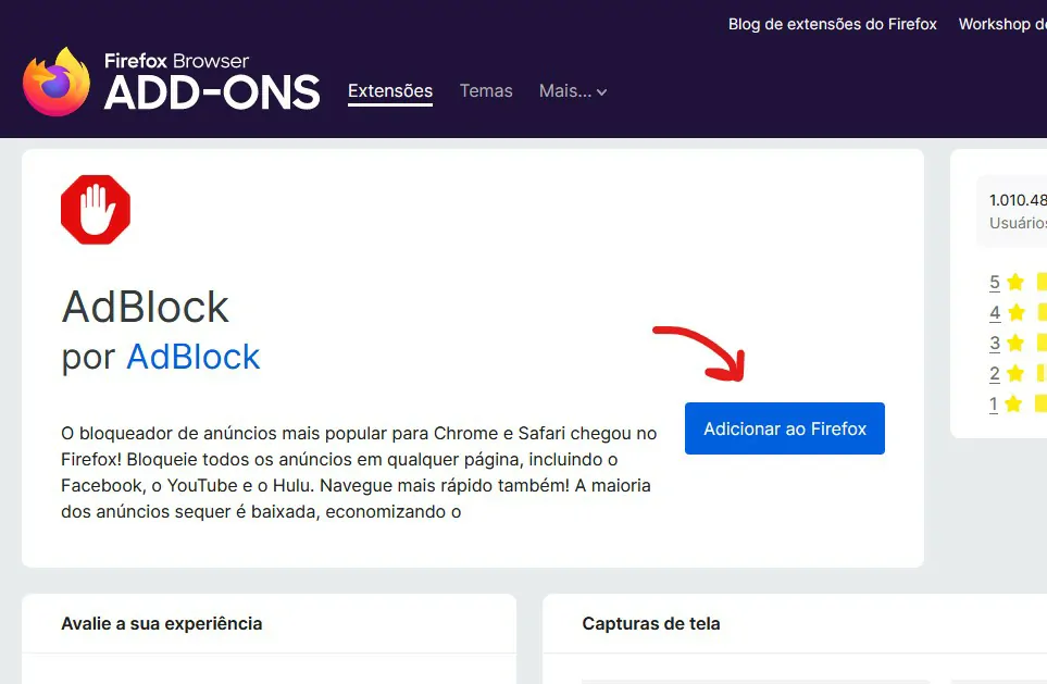 Clique em adicionar ao firefox - Como instalar extensões no Firefox