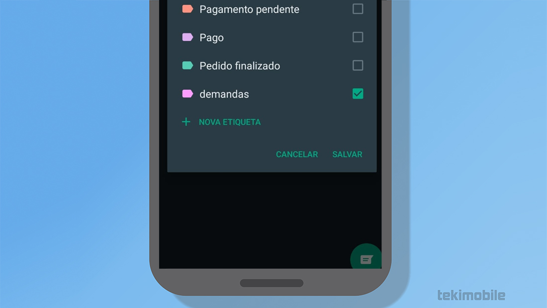 Depois escolha sua etiqueta e salve