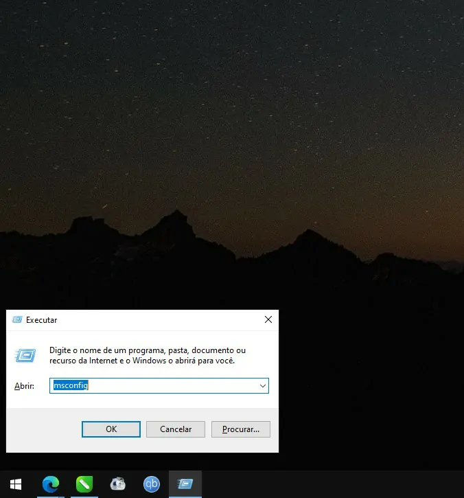 Digite msconfig - Como otimizar o Windows