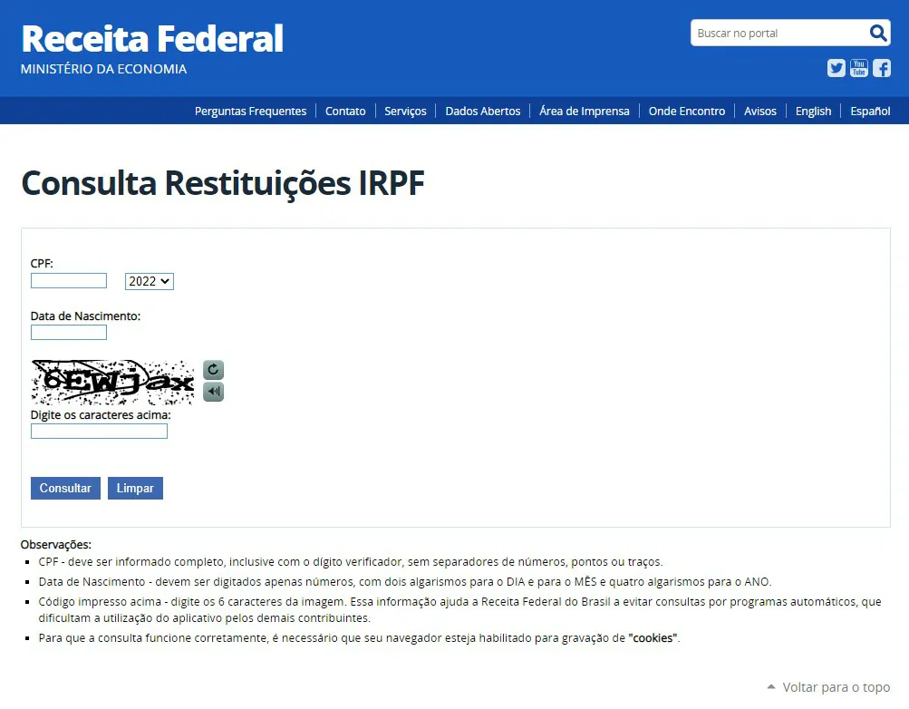 Entre com seus dados - Como consultar restituição do Imposto de renda [celular e PC]