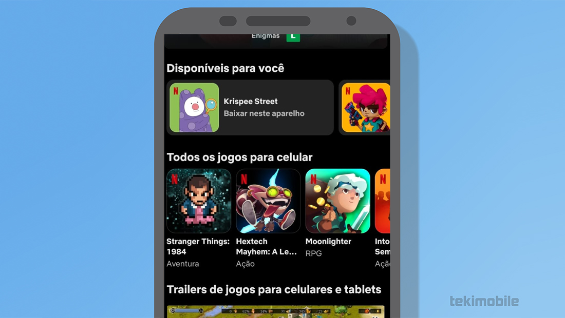O jogo fica disponível em uma gaveta de jogos