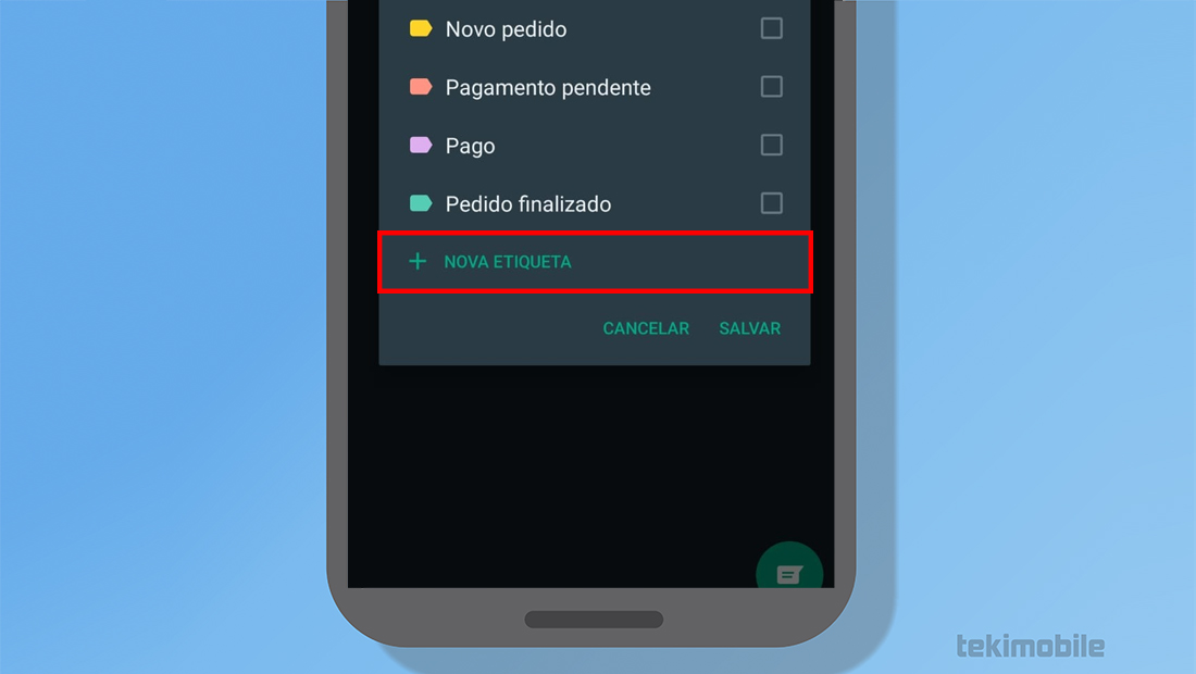 Para criar um etiqueta pessoal sua, vá na última opção