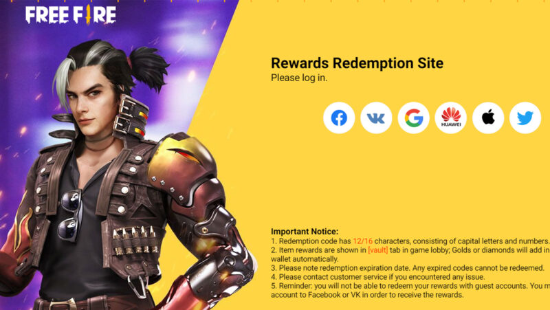 Para resgatar código Free Fire é necessário ter uma conta