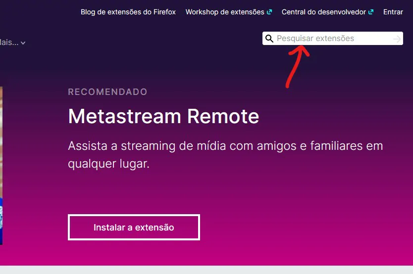 Pesquise por extensões - Como instalar extensões no Firefox