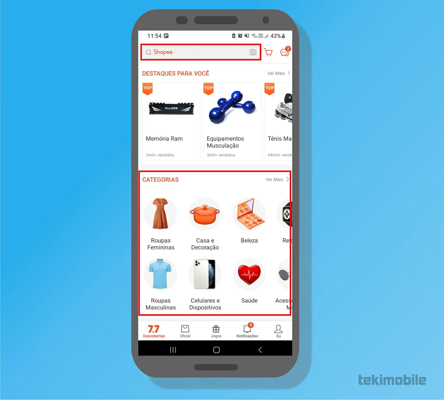 Pesquise por seu produto - Como comprar no Shopee