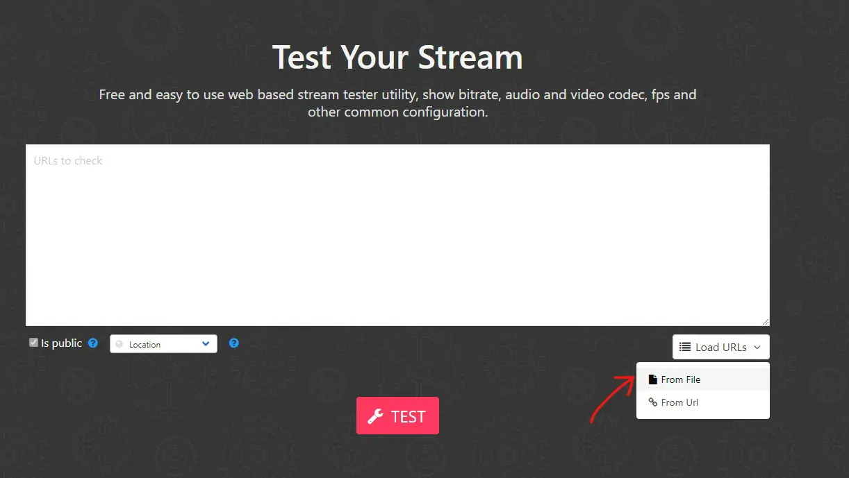 Selecione From File - Teste IPTV como testar link de IPTV