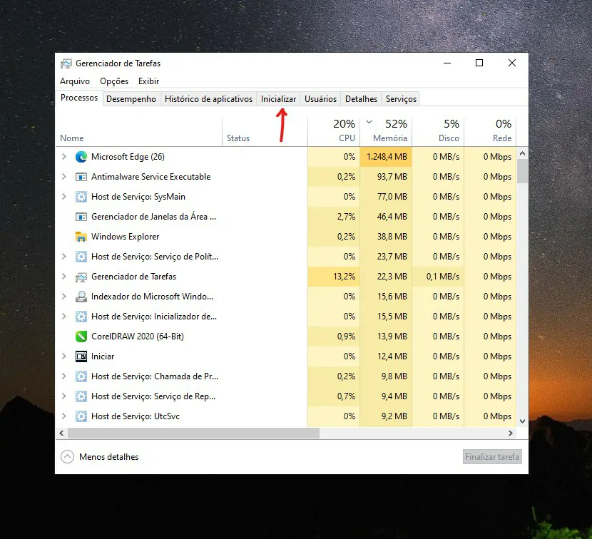 Selecione Inicializar - Como otimizar o Windows