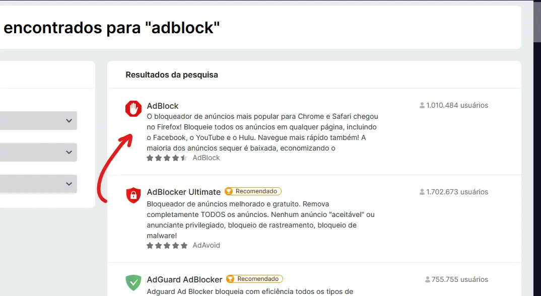 Selecione a extensão - Como instalar extensões no Firefox