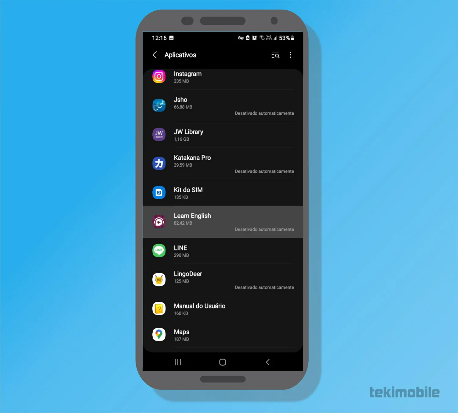 Selecione o app - Como tirar propaganda do celular