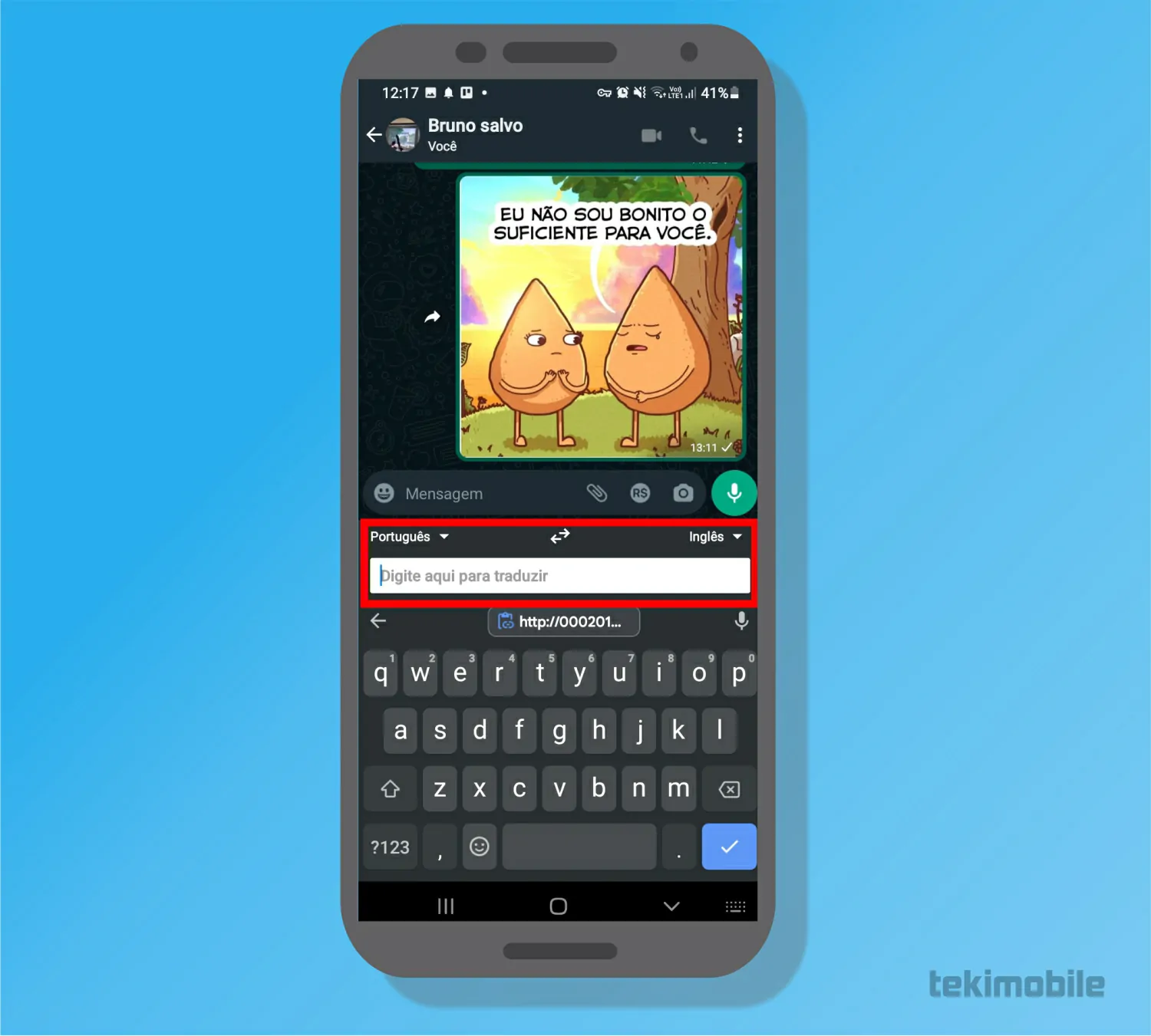 Selecione o campo de mensagem - Como usar o Google tradutor no Whatsapp