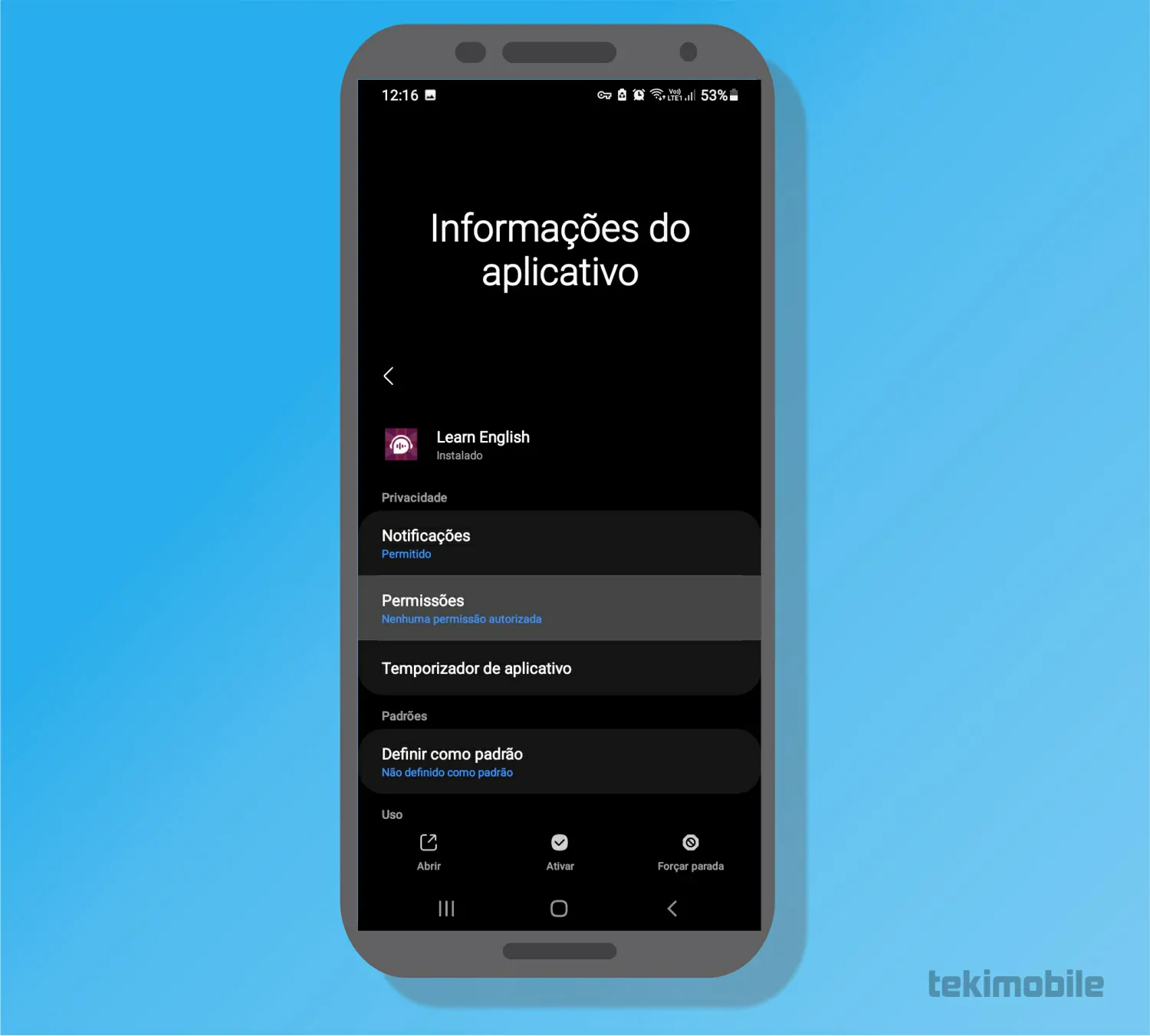Selecione permissões - Como tirar propaganda do celular