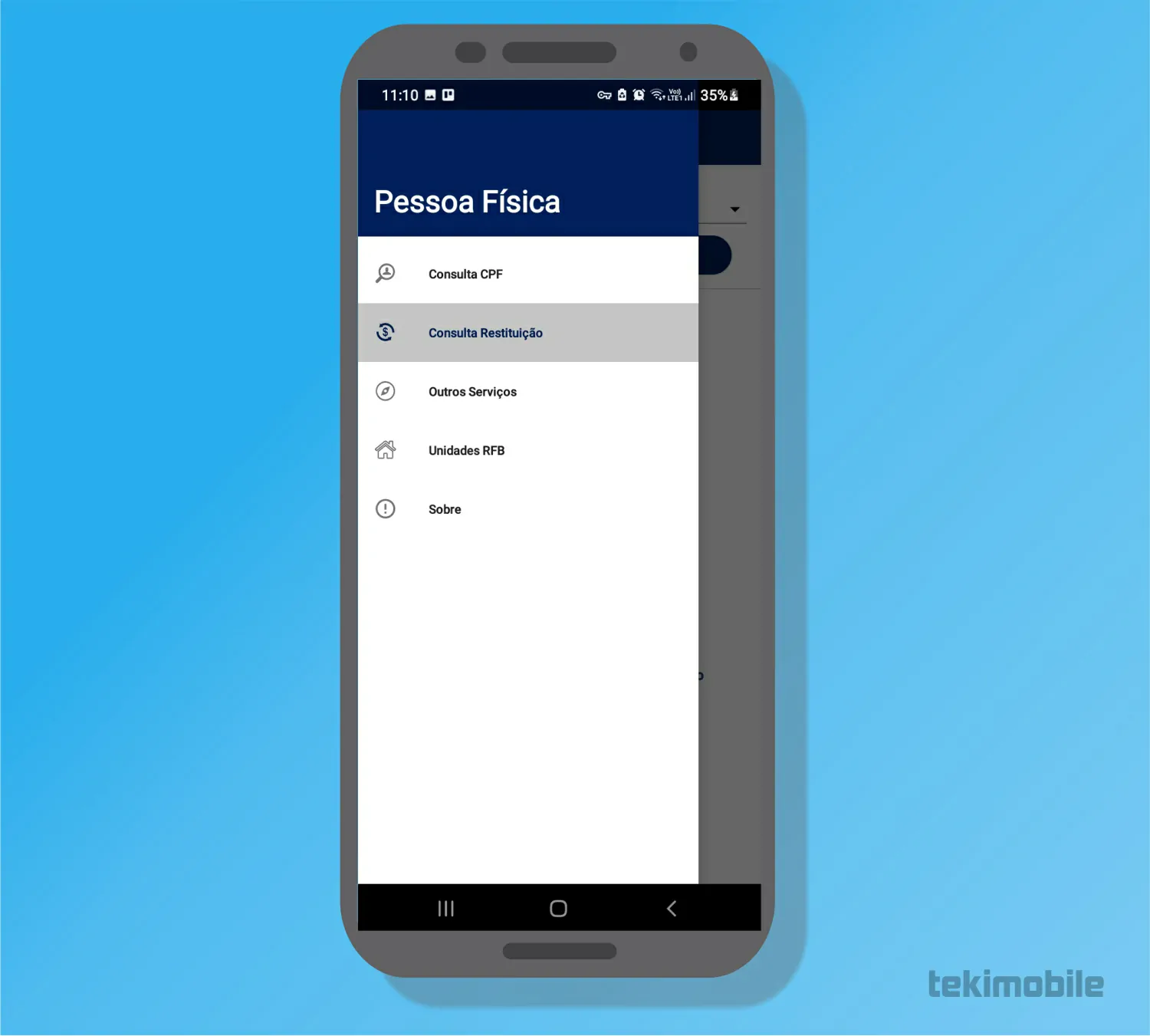 Toque em Consulta Restituição - Como consultar restituição do Imposto de renda [celular e PC]