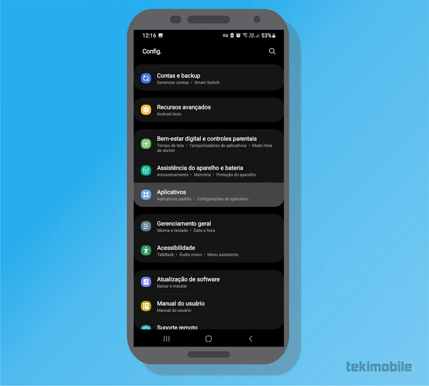 Toque em aplicativos - Como tirar propaganda do celular