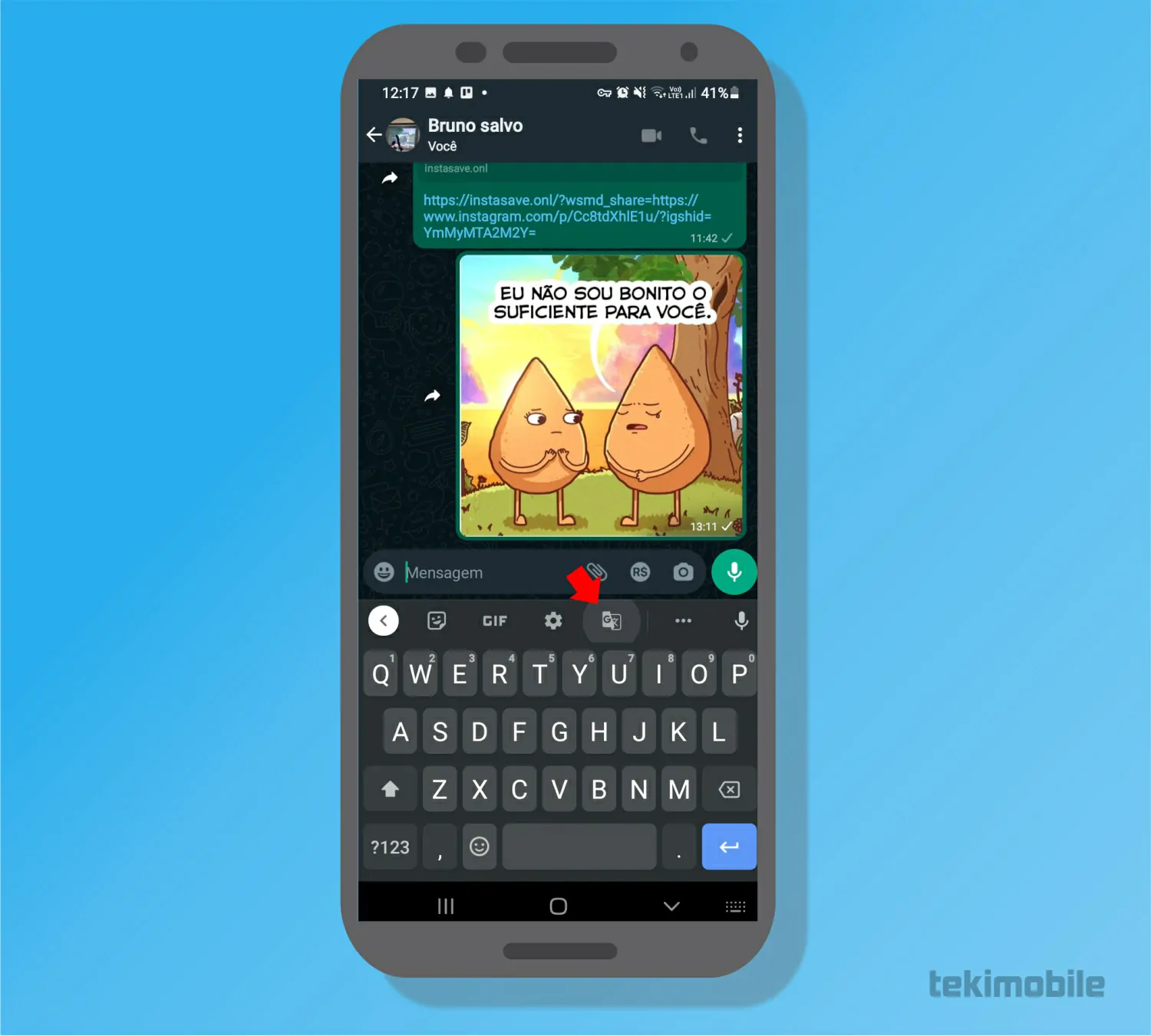 Toque no icone - Como usar o Google tradutor no Whatsapp