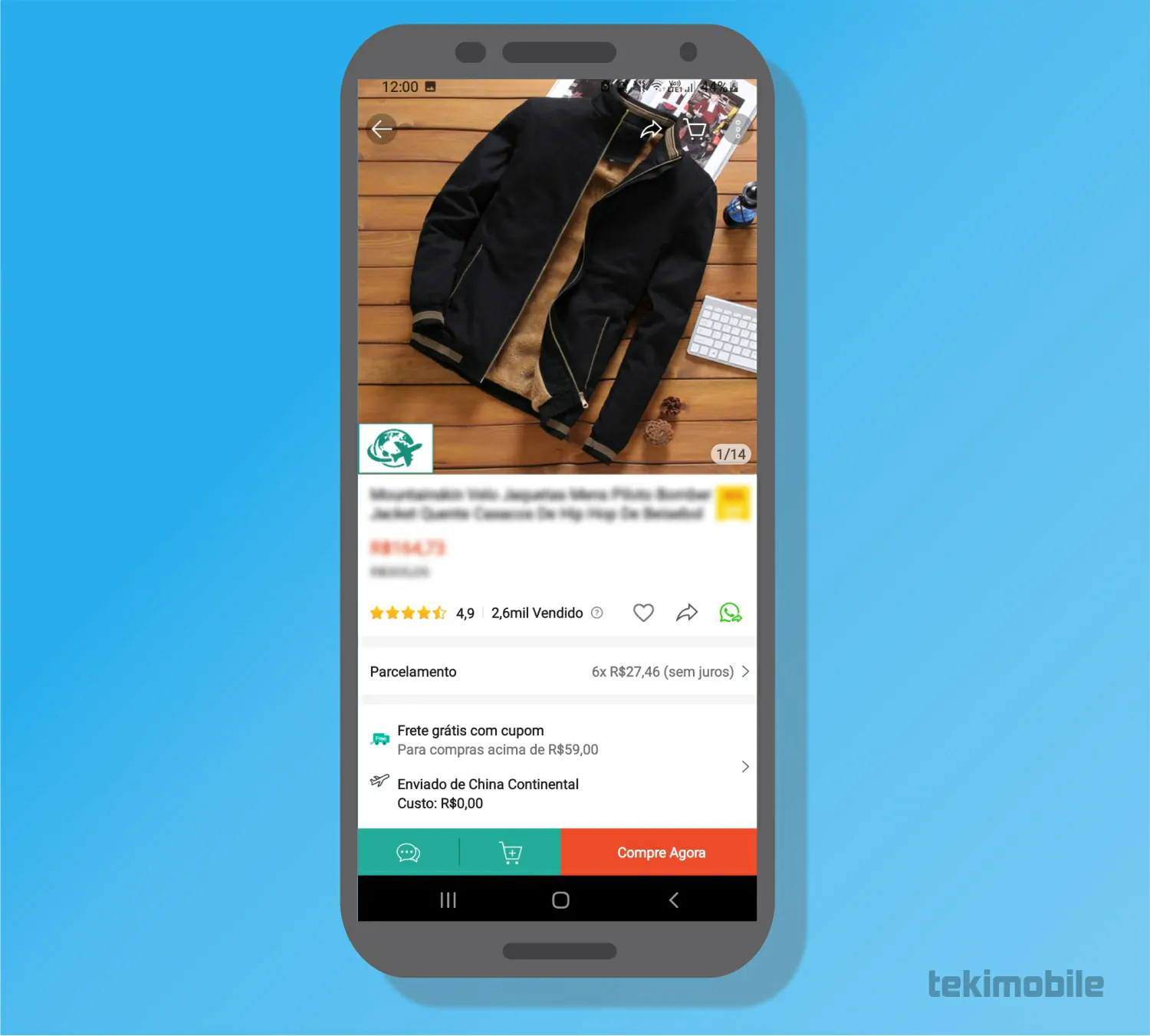 Toque sobre comprar agora - Como comprar no Shopee