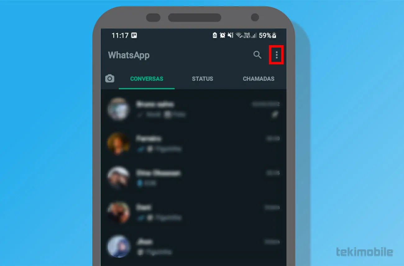 Toque sobre mais opções - Como ocultar foto do perfil do WhatsApp