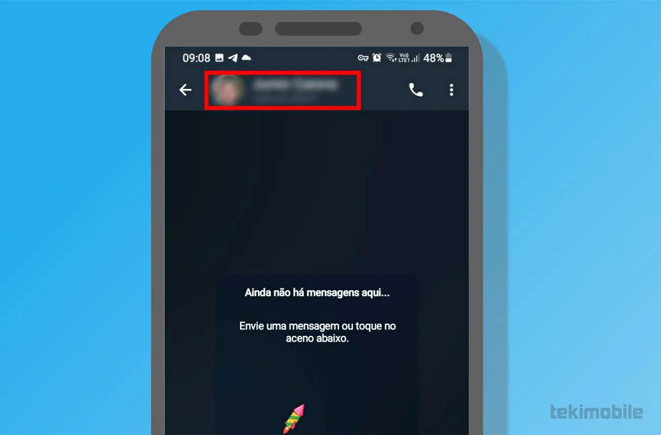 Toque sobre o nome do contato - Como adicionar e apagar contatos no Telegram