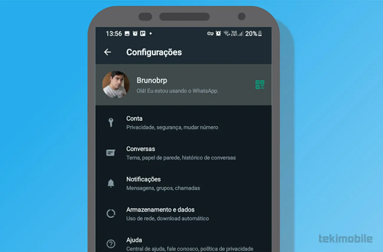 Toque sobre o seu perfil - Como usar os recados para WhatsApp