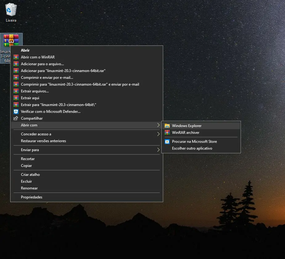 Clique com o botão direito sobre a imagem - Como montar imagem ISO no Windows sem programas