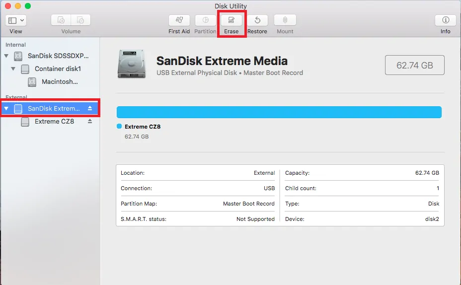 Clique em Apgar - Como limpar um pendrive no PC ou Mac
