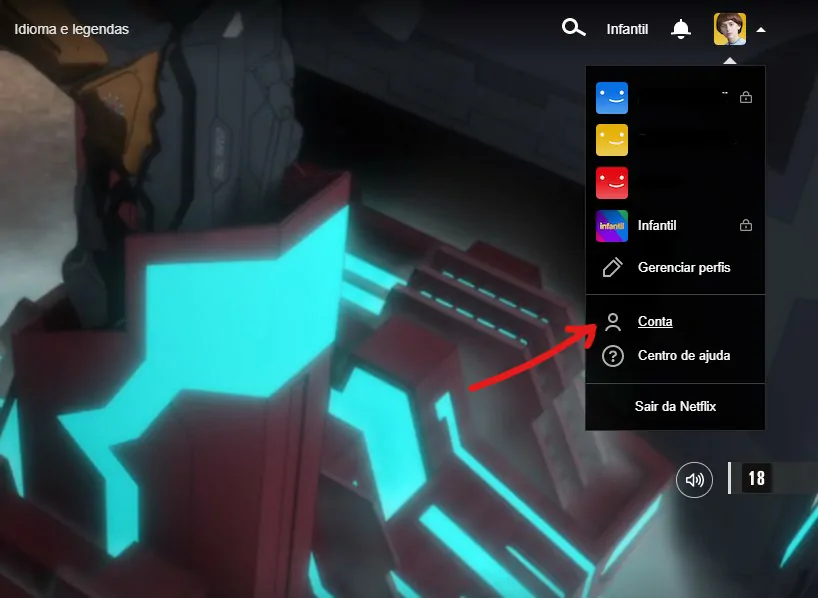 Clique em Conta - Como mudar de plano na Netflix