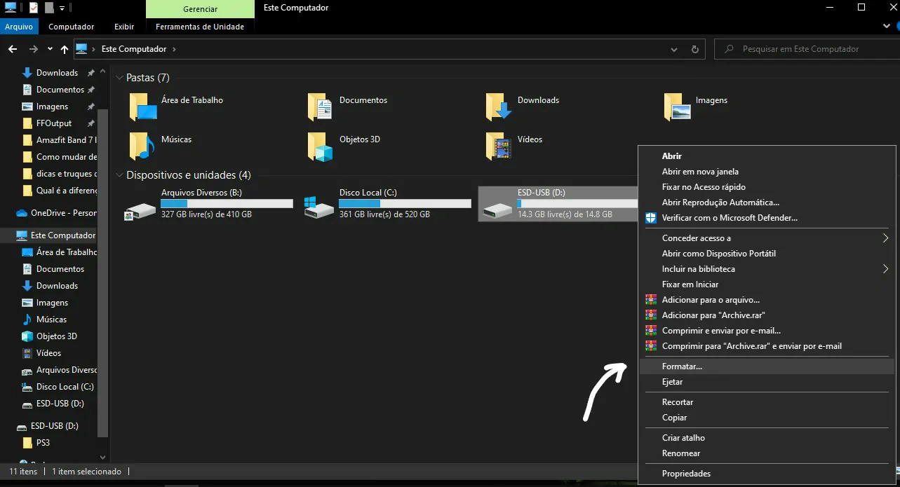 Clique em Formatar - Como limpar um pendrive no PC ou Mac