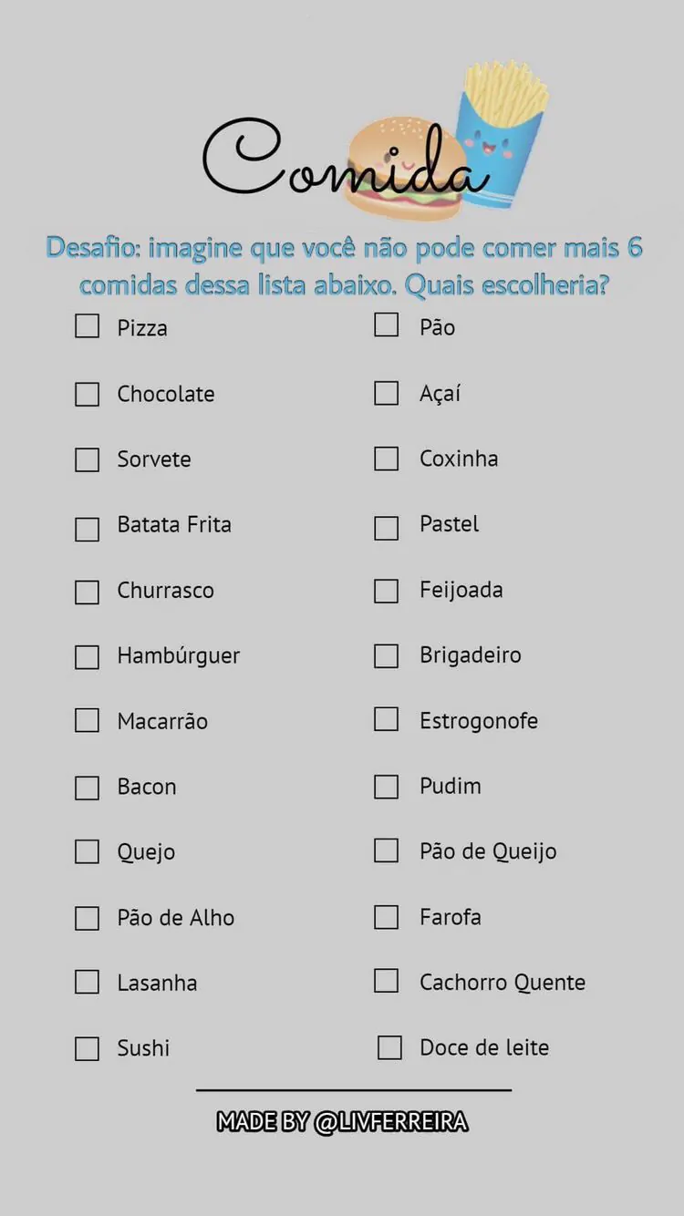 Comidas favoritas - 30 brincadeiras para Status e grupos do WhatsApp 2022