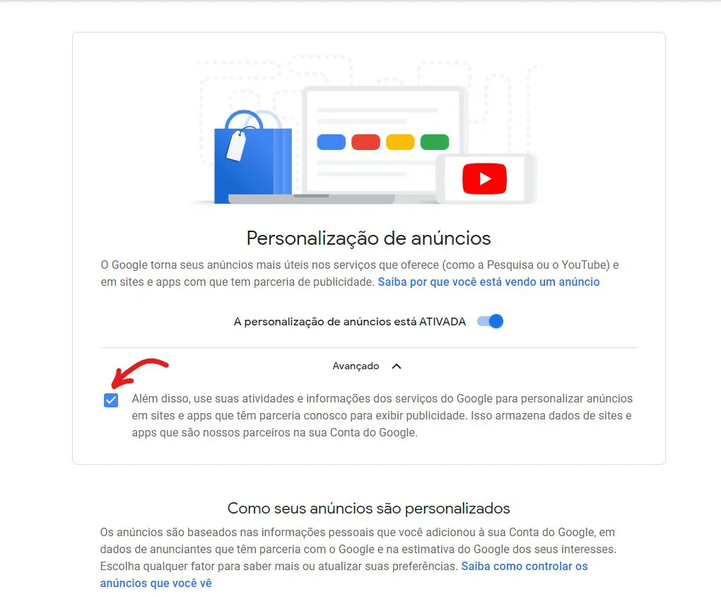Desmarque a opção - Como fazer o Google parar de te rastrear [PC e celular]