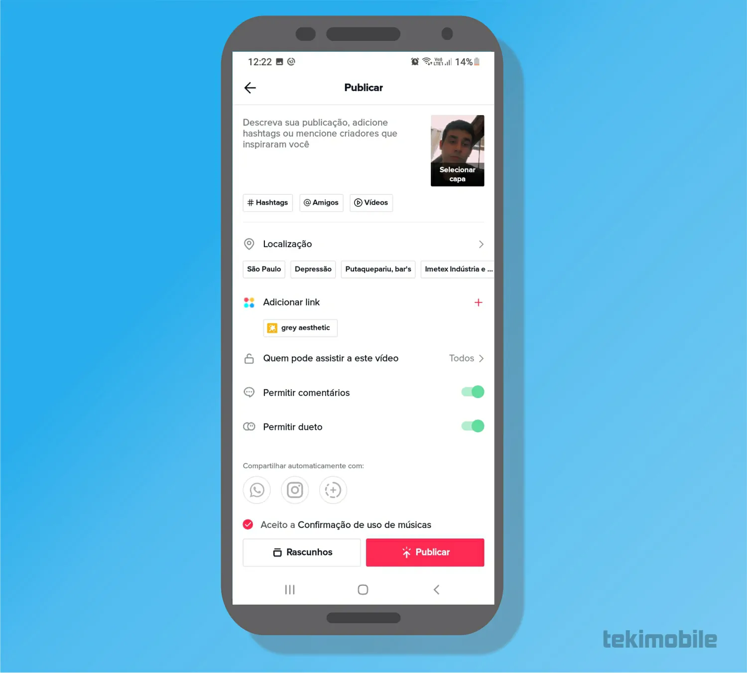 Dê uma legenda - Como postar vídeos no TikTok tutorial e dicas