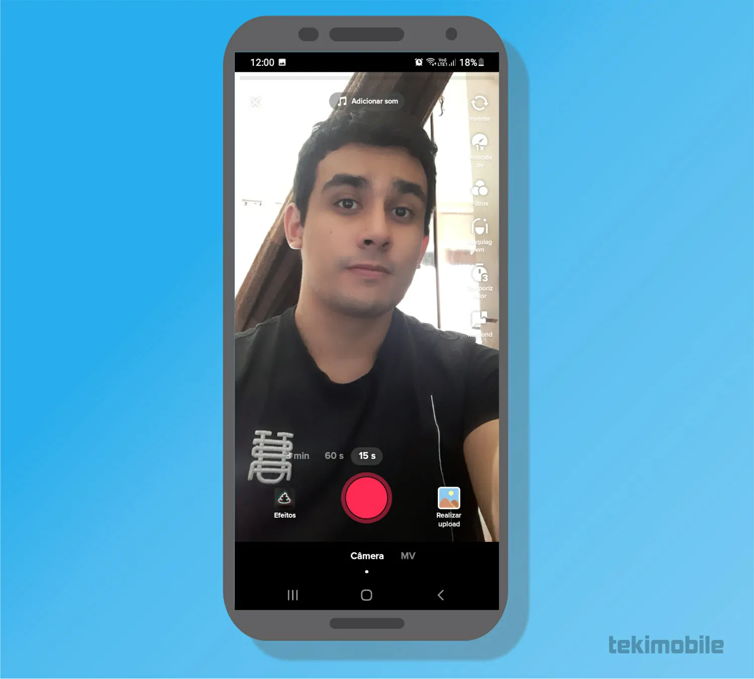 Grave o vídeo - Como postar vídeos no TikTok tutorial e dicas