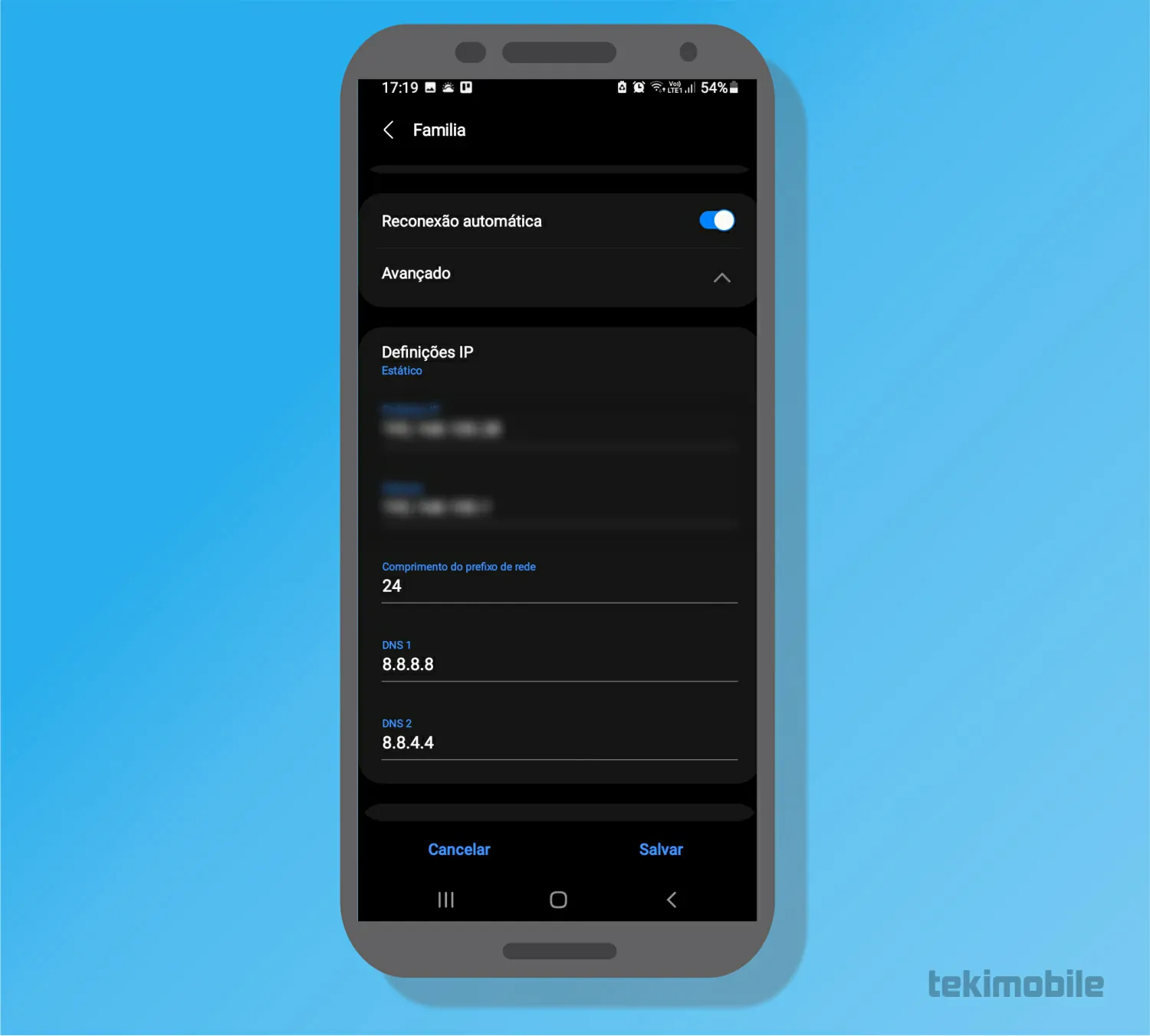 Insira o DNS - Como usar o DNS público