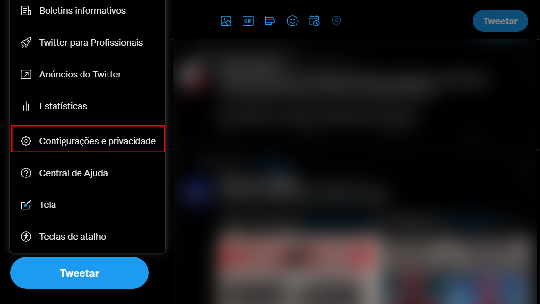 Procure a opção na nova janela pelo navegador