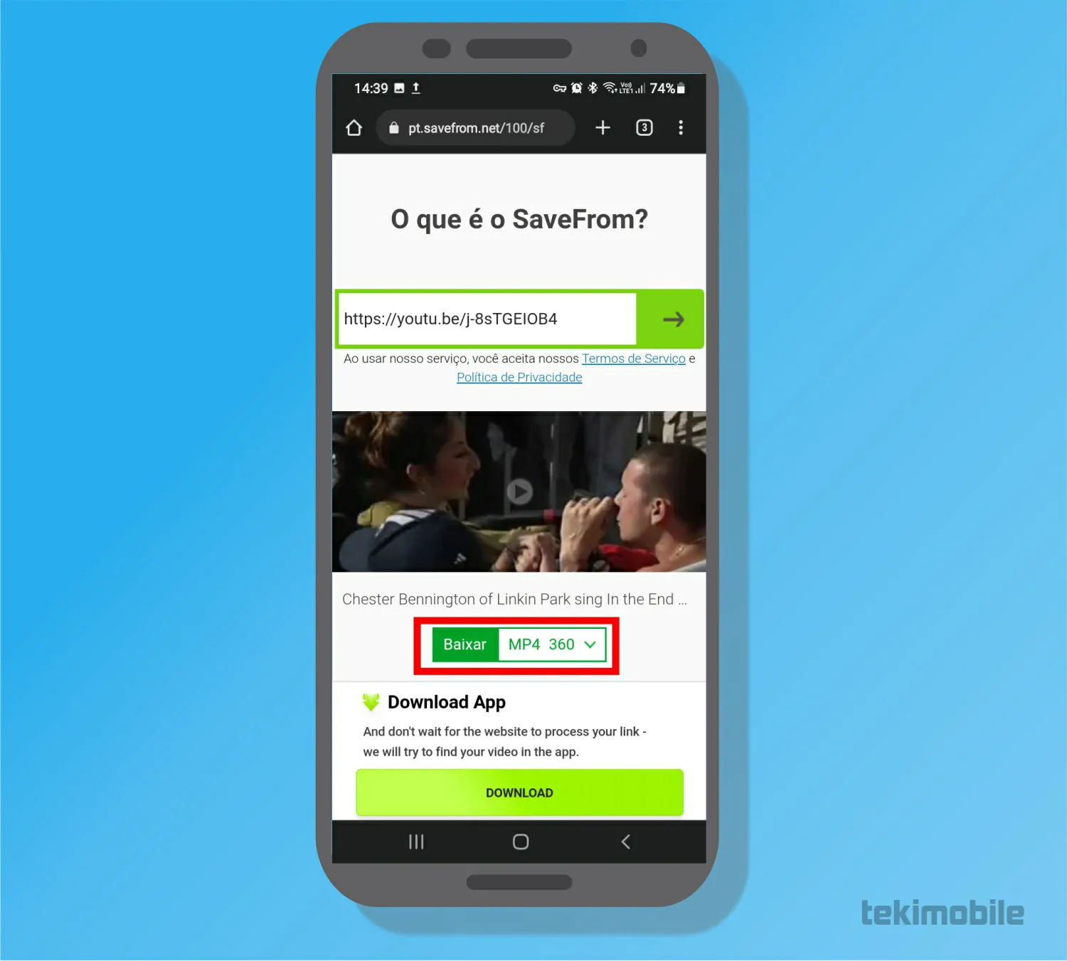 Toque em Baixar - Como colocar vídeo do YouTube no Status do WhatsApp