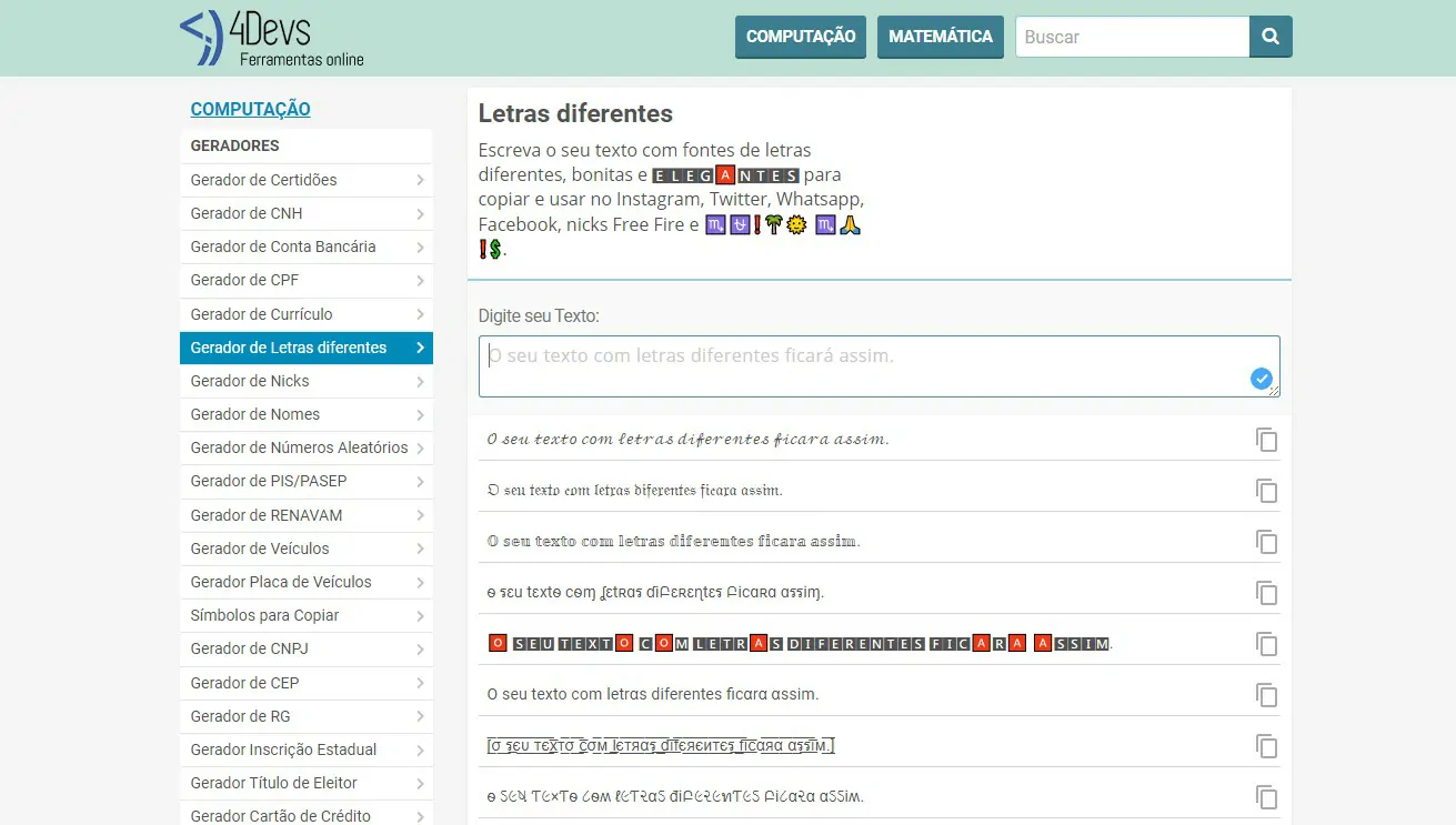 4 devs - Fontes para nicks 5 sites com fontes e caracteres especiais