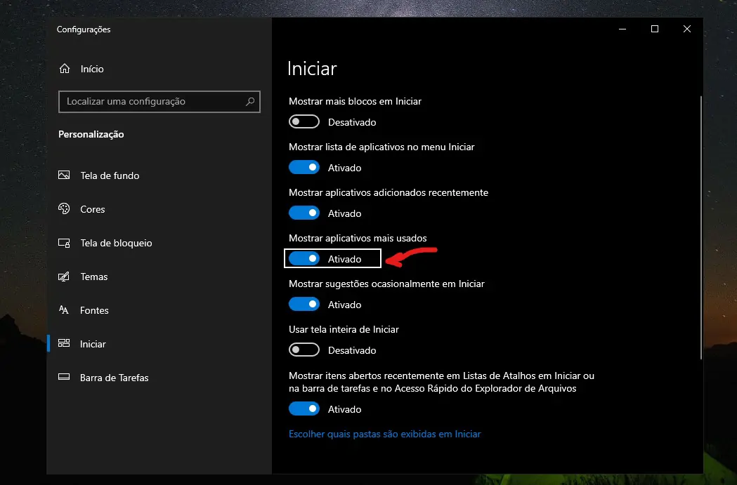 Ative os aplicativos mais usados - Como consultar o histórico no seu computador Windows