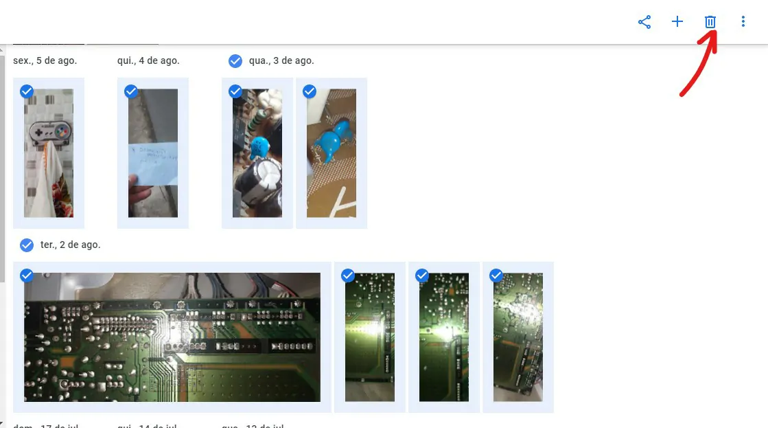 Clique em apagar - Como deletar uma ou todas fotos do Google Fotos