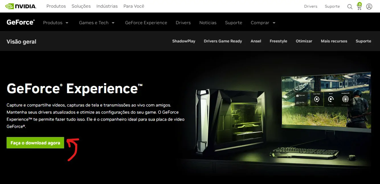 Clique em faça o download NVIDIA - Como atualizar os drivers de vídeo (Intel, AMD e Nvidia)