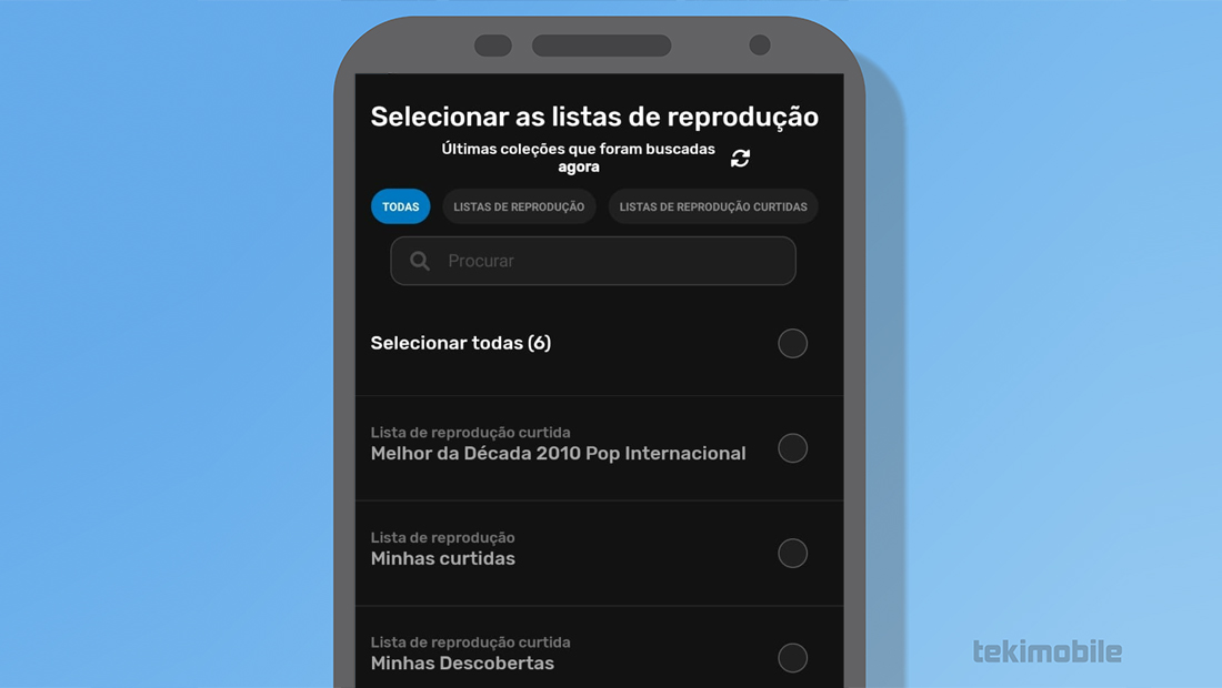 É possível escolher mais de uma playlist