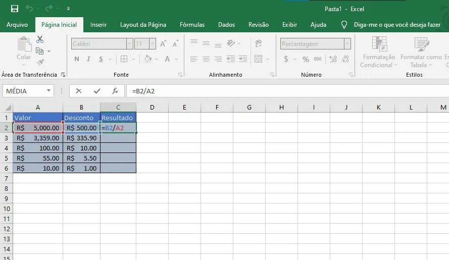 Encontrar a porcentagem - Como calcular porcentangem no Excel