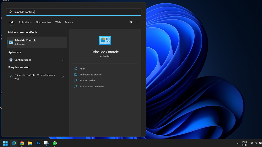 O Windows permite encontrar a seção rapidamente