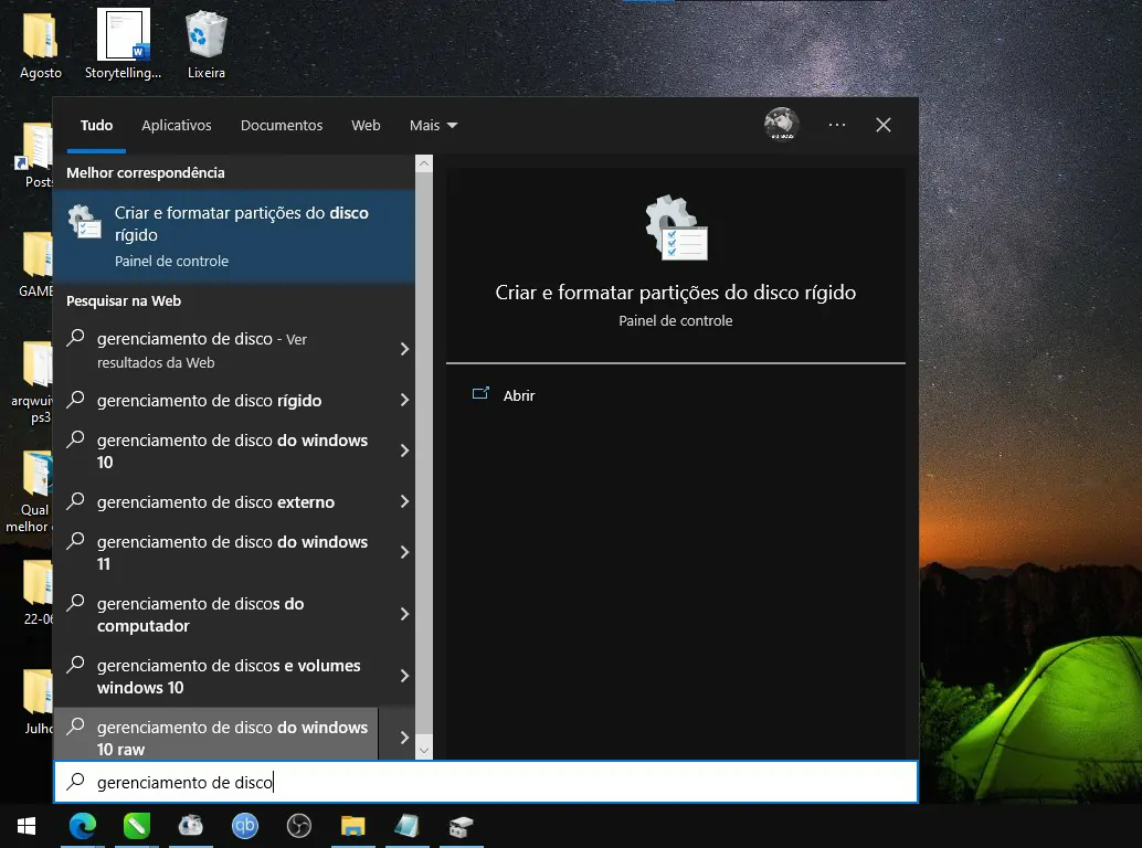 Selecione a ferramenta - Como criar uma nova partição no Windows