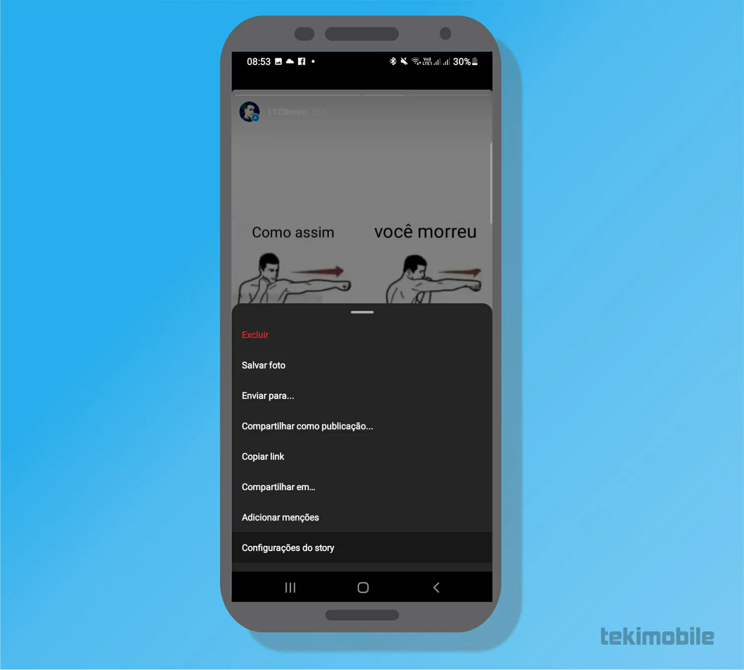 Toque em Configurações do story - Como editar Stories publicado