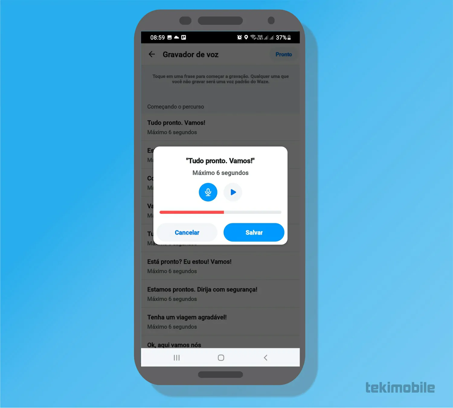 Toque em salvar - Como mudar a voz do Waze