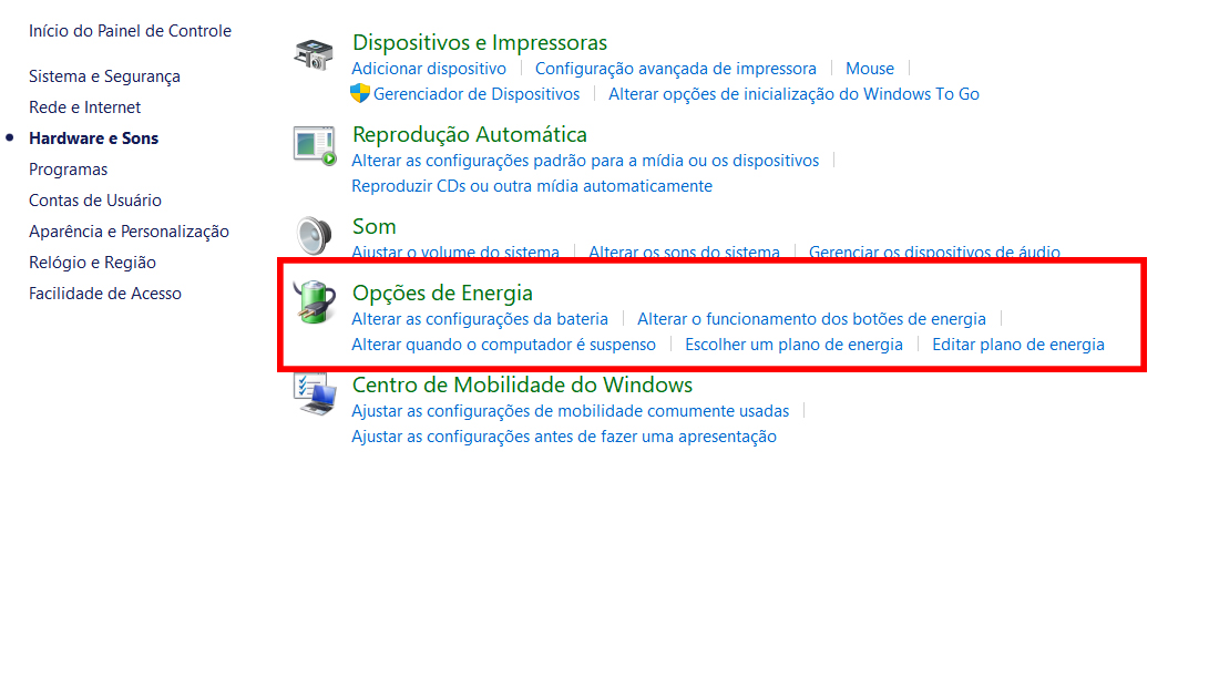 A aba é a quarta opção exibida