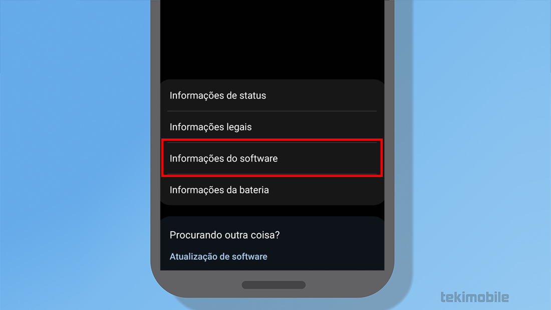 Todo celular exibe as informações do software em uma aba