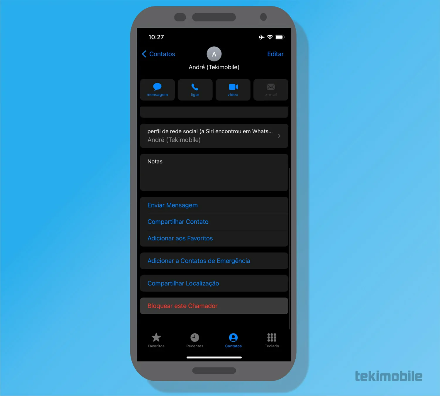 toque sobre bloquear contato - Como bloquear contatos e ligações no iPhone