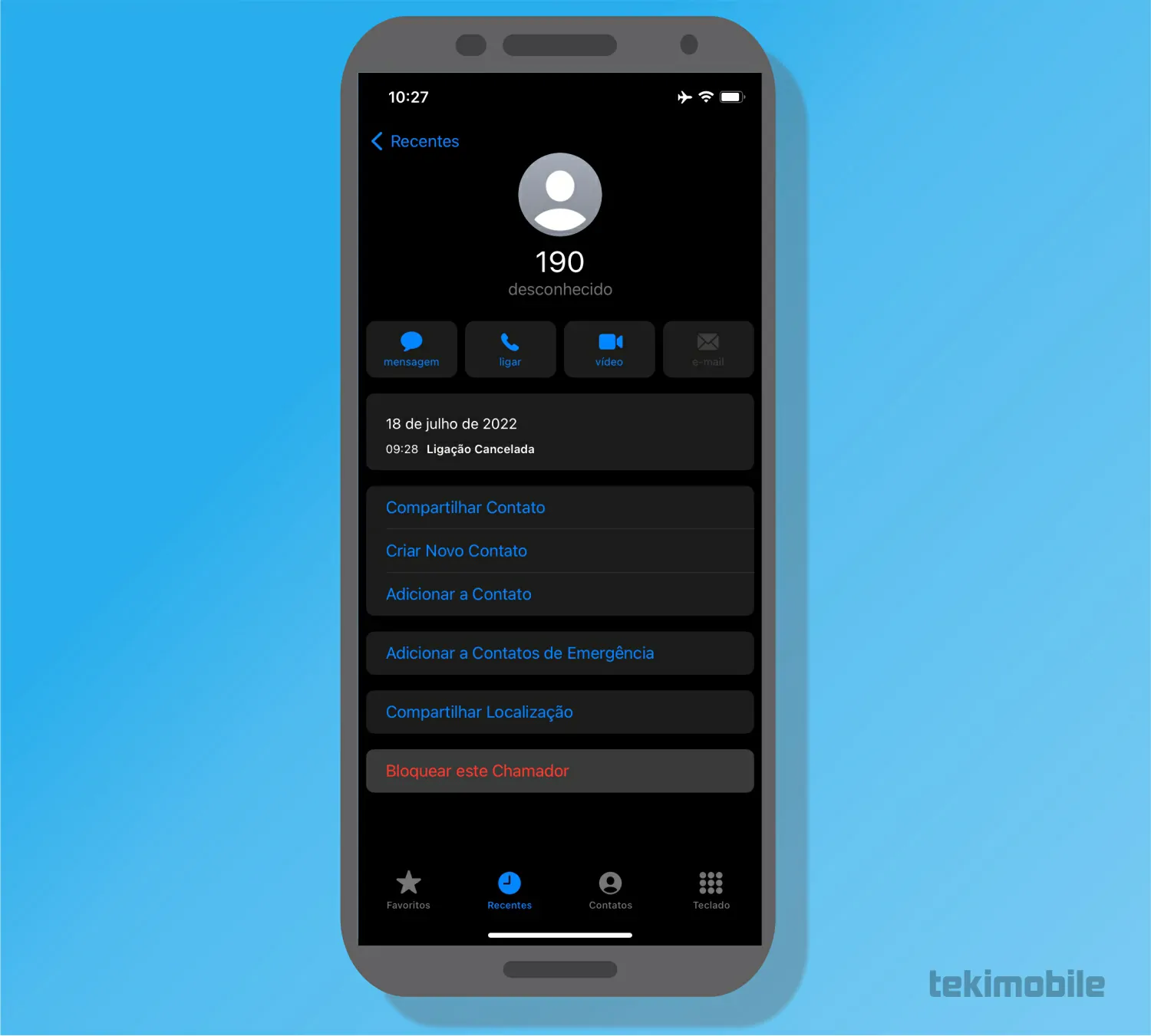 toque sobre bloquear contato recente - Como bloquear contatos e ligações no iPhone