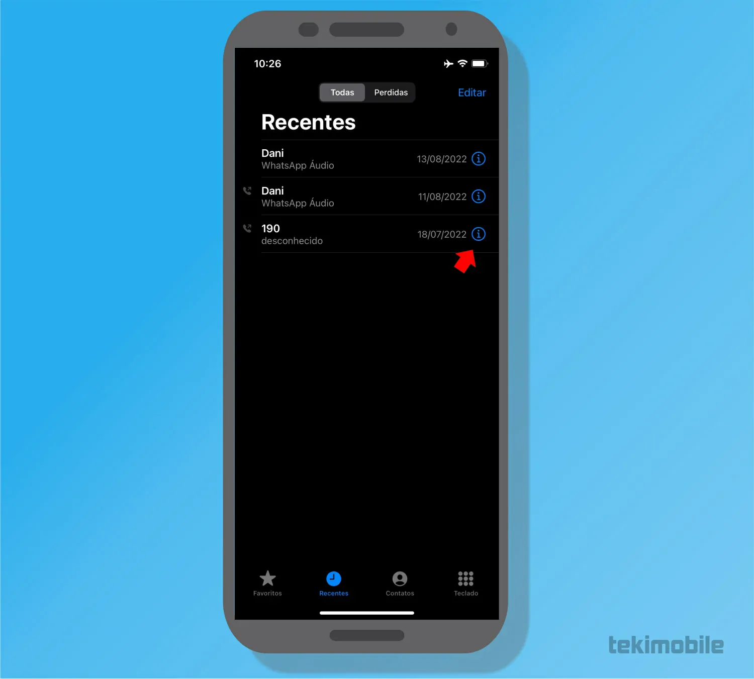 toque sobre i - Como bloquear contatos e ligações no iPhone