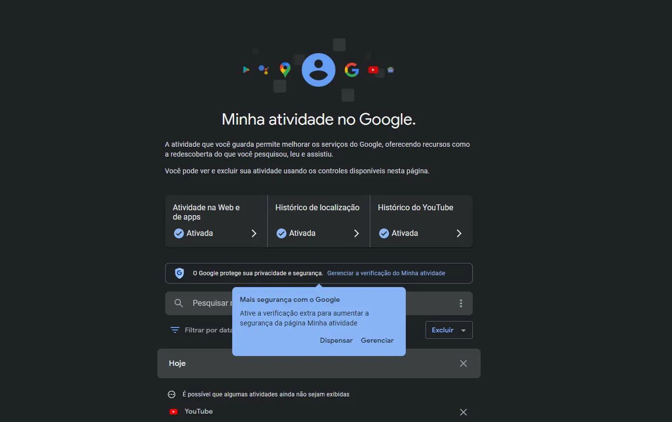 Acesse o site - Como desativar Minhas atividades no Google