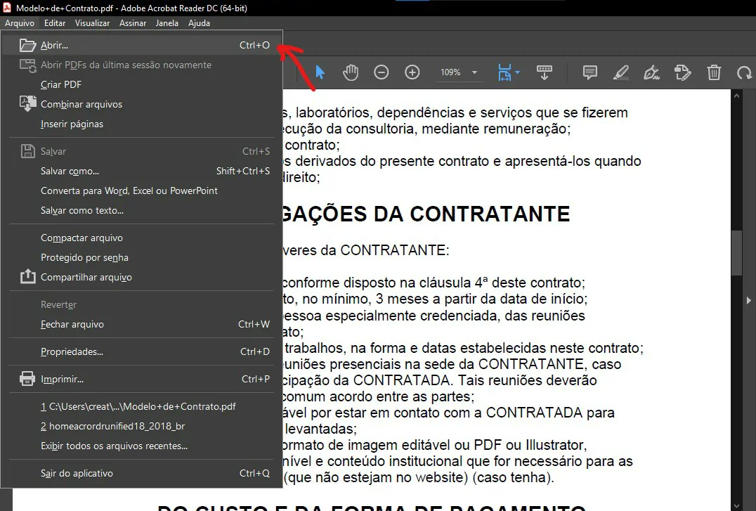 Clique em Arquivo - Como assinar PDF com certificado digital